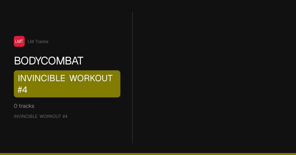 BODYCOMBAT INVINCIBLE WORKOUT #4 Tracklist & Music | LM Tracks